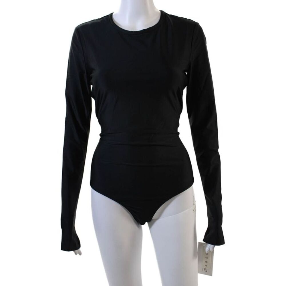Cover Womens Long Sleeve Rash Guard Swimsuit - Black Size L